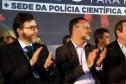 Gov. Carlos Massa Ratinho Junior, secretario de estado da seguranca publica, Wagner Mesquita e demais autoridades, assinam convênio para construção da sede da polícia científica e centro de anatomia. Ponta Grasso, 30/05/2022 Foto: Ricardo almeida/SESP