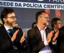 Gov. Carlos Massa Ratinho Junior, secretario de estado da seguranca publica, Wagner Mesquita e demais autoridades, assinam convênio para construção da sede da polícia científica e centro de anatomia. Ponta Grasso, 30/05/2022 Foto: Ricardo almeida/SESP