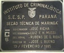 Placa de inauguração do IC de Maringá
