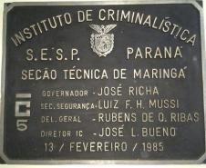 Placa de inauguração do IC de Maringá