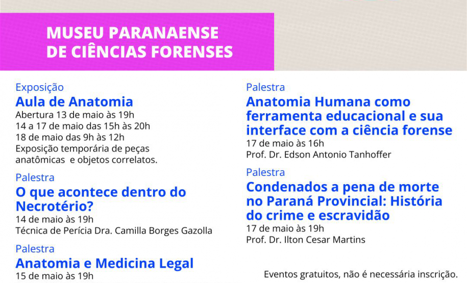 Museu Paranaense de Ciências Forenses participa pela 3ª vez da Semana Nacional dos Museus